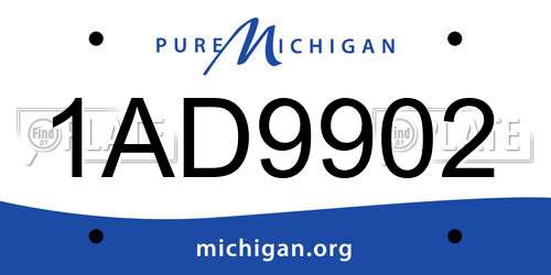 1AD9902 Michigan License Plate