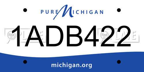 1ADB422 Michigan License Plate