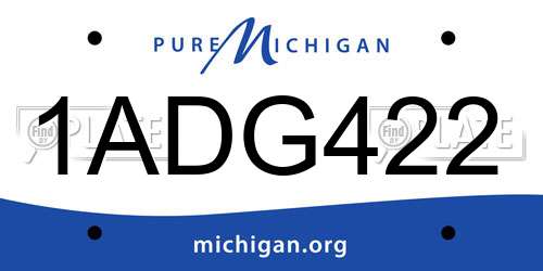 1ADG422 Michigan License Plate
