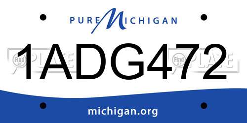 1ADG472 Michigan License Plate