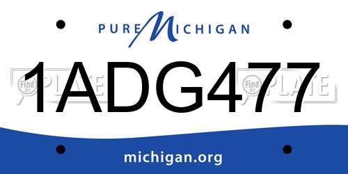1ADG477 Michigan License Plate