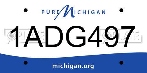 1ADG497 Michigan License Plate