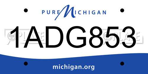 1ADG853 Michigan License Plate