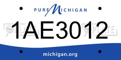 1AE3012 Michigan License Plate