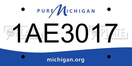 1AE3017 Michigan License Plate