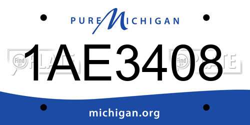 1AE3408 Michigan License Plate