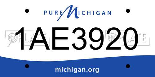 1AE3920 Michigan License Plate