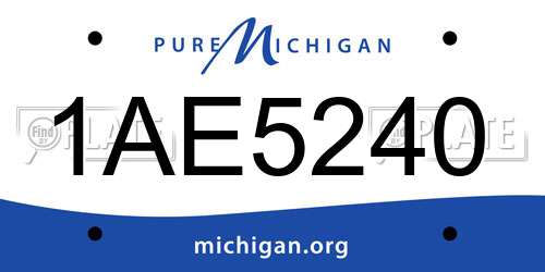 1AE5240 Michigan License Plate