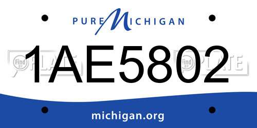 1AE5802 Michigan License Plate