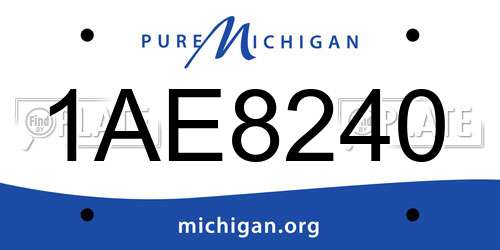1AE8240 Michigan License Plate