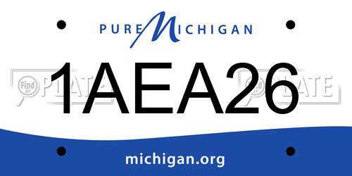 1AEA26 Michigan License Plate