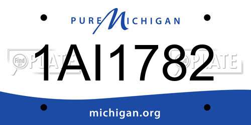 1AI1782 Michigan License Plate