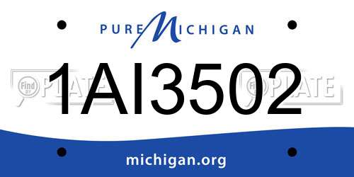 1AI3502 Michigan License Plate