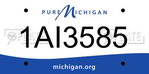 1AI3585 Michigan License Plate