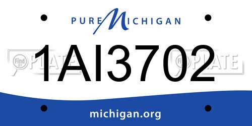 1AI3702 Michigan License Plate