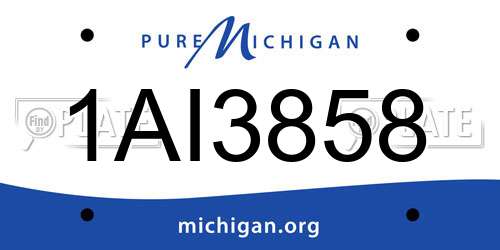 1AI3858 Michigan License Plate