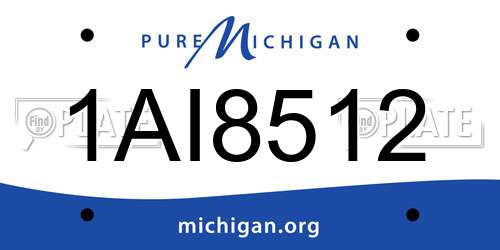 1AI8512 Michigan License Plate