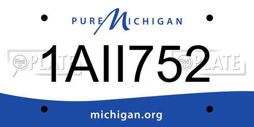 1AII752 Michigan License Plate