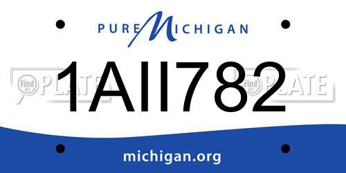 1AII782 Michigan License Plate