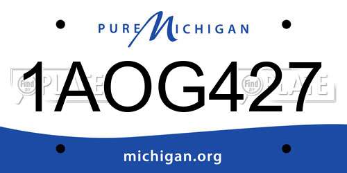 1AOG427 Michigan License Plate