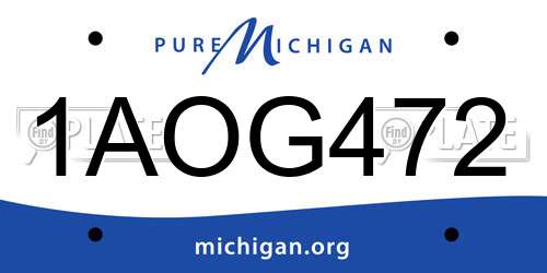 1AOG472 Michigan License Plate