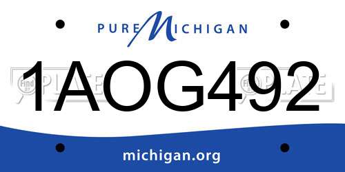1AOG492 Michigan License Plate