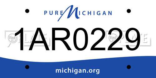 1AR0229 Michigan License Plate