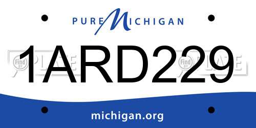 1ARD229 Michigan License Plate