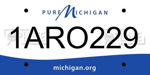 1ARO229 Michigan License Plate
