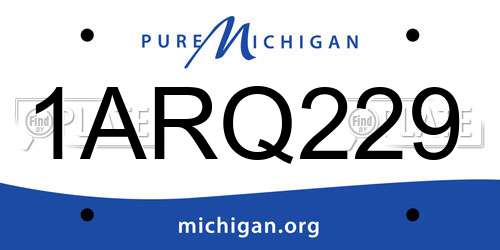 1ARQ229 Michigan License Plate
