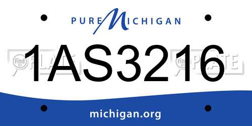 1AS3216 Michigan License Plate