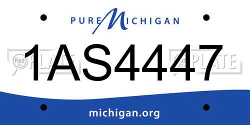 1AS4447 Michigan License Plate