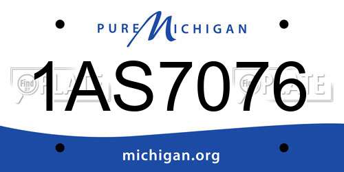 1AS7076 Michigan License Plate