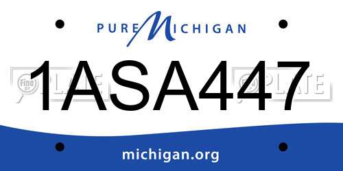 1ASA447 Michigan License Plate