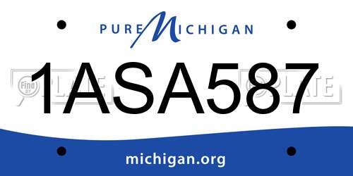 1ASA587 Michigan License Plate