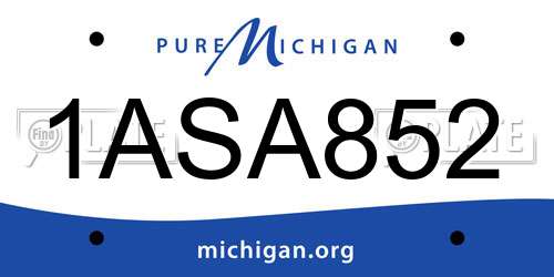 1ASA852 Michigan License Plate