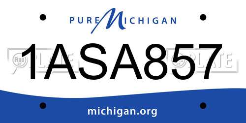 1ASA857 Michigan License Plate