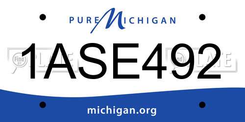 1ASE492 Michigan License Plate