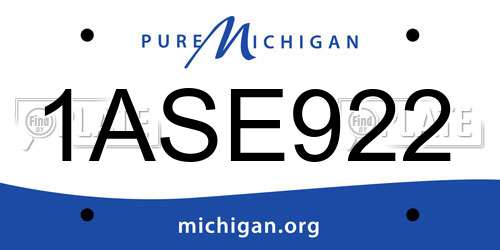 1ASE922 Michigan License Plate