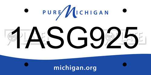 1ASG925 Michigan License Plate