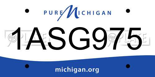 1ASG975 Michigan License Plate