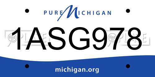 1ASG978 Michigan License Plate