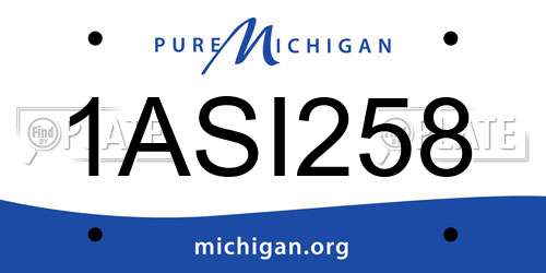1ASI258 Michigan License Plate