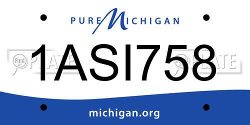 1ASI758 Michigan License Plate