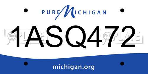 1ASQ472 Michigan License Plate