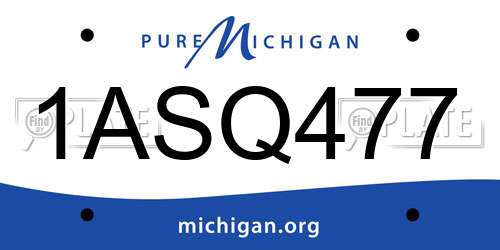 1ASQ477 Michigan License Plate