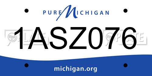 1ASZ076 Michigan License Plate