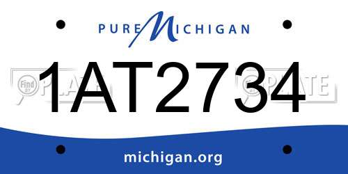1AT2734 Michigan License Plate