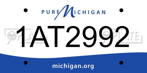 1AT2992 Michigan License Plate