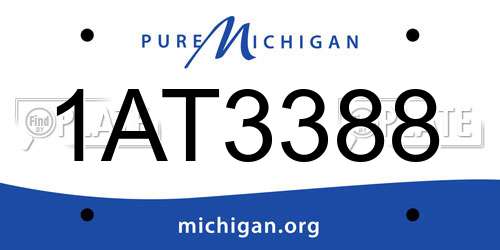 1AT3388 Michigan License Plate